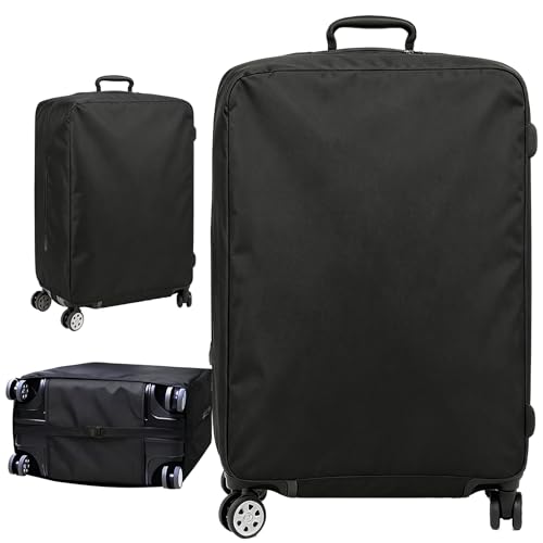 Luggage Cover Protector Compatible with Tumi, Upgraded Oxford Fabric Stretch Cover with Double Zipper, Washable Travel Suitcase Protector, Fits 24-25 Inch Case(Black)