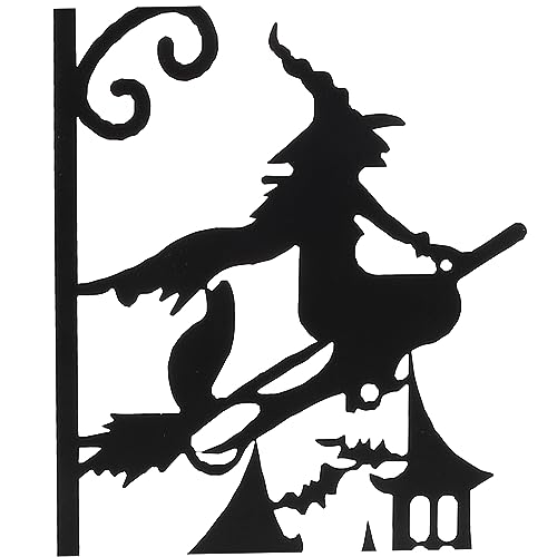 Art mural d'Halloween en métal durable : statue de sorcière pour clôture extérieure - 2