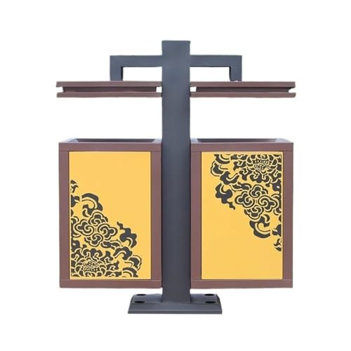WQQYU6HKF Cubo de Basura para Exteriores Grande Contenedor de Basura metálico Doble Caja Fija for Exteriores, Ideal for Zonas públicas y pintorescas Clasificación Patio Papelera