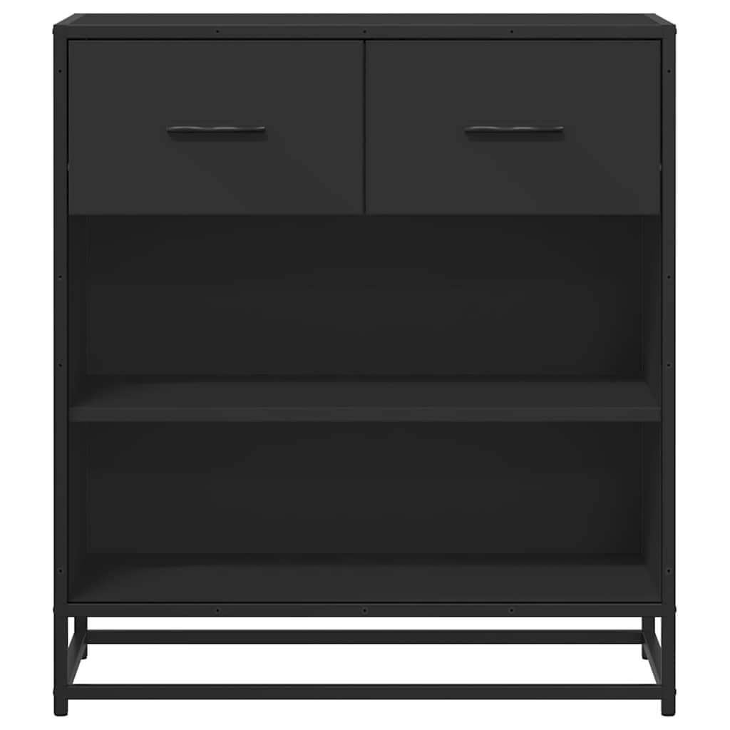 Komoda z materiału drewnopochodnego i metalu, czarna, 68x35x76 cm, stabilna szafka z uchwytami, duża przestrzeń do przechowywania, nowoczesna szafka boczna do przedpokoju, sypialni, kuchni i biura