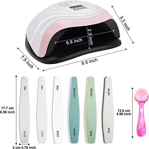CGBE LED UV Nail Lamp, Nail Curing Lamp 168W Nail Dryer with 6Pcs Nail File and Nail Brush UV light for Gel Nails Polishes Professional Nail Art Tools Home and Salon