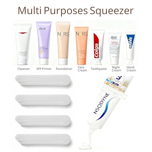 JM.JEEMI 4-Pack Toothpaste Squeezer – PP Toothpaste Tube Squeezers, Toothpaste Dispenser & Tube Squeezer Tool for Bathroom, Works with Creams, Cosmetics in Tubes