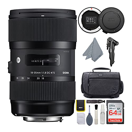 Sigma 18-35mm F1.8 Art DC HSM Lens for Canon DSLR Cameras (210101) USB Dock + 64GB SD Card & Advanced Holiday Photo & Travel Bundle (6 Items)