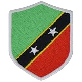 FanShirts4u Aufnäher - Saint Kitts - Wappen - 7 x 5,6cm - Bestickt Flagge Patch Badge Fahne (Weiße Umrandung)