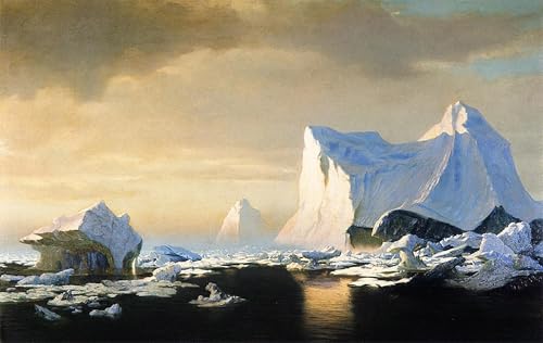 Icebergs dans l'Arctique Peinture Toile Décor Art Mural Classique Paysage Abstrait 60x90