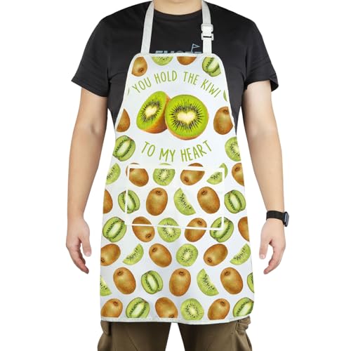 Tablier kiwi de cuisine avec poches cadeau amateurs de fruits