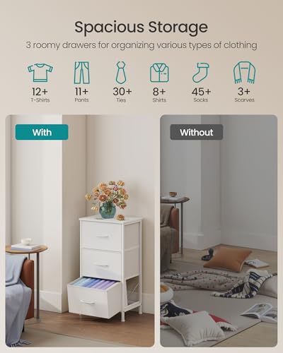 Image of SONGMICS Dresser for Bedroom, Small Dresser with 3 Fabric Drawers
