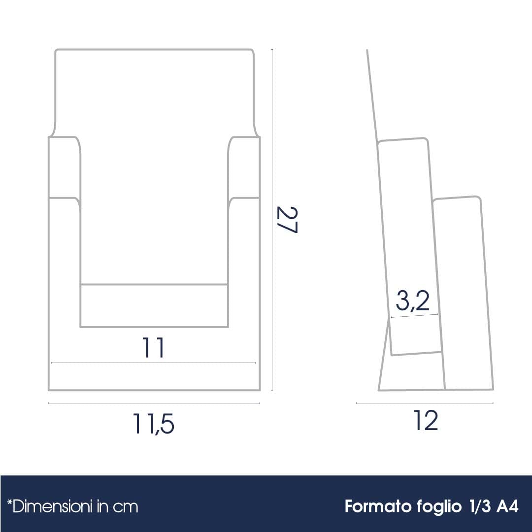 Danieli | Expositor porta Depliant 2 bolsillos formato 1/3A4 de mesa de acrílico transparente - Expositor para folletos de mesa - Expositor para volantes, tarjetas y tarjetas (3)
