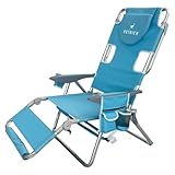 Ostrich Backpack 3N1 Chair - with Cooler Bag, Portable, Reclining Lounger for Tanning - Face Hole for Reading on Stomach, Aluminum (Light Blue)