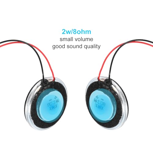 QUARKZMAN 2 Stück 2W 8 Ohm Kleine Lautsprecher Metallgehäuse Runder Interner Mikromagnet Lautsprecher mit 60mm Anschlusskabel für Mini-Lautsprecher DVD EVD Mobile Tragbare Werbemaschine