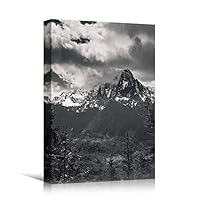 Canvas Wall Art Expressive Landscape Chic Dramatic Duotone Hallway Landscape Mountain Photography - 12x18 inches
