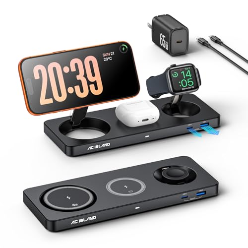 AC ISLAND 5-in-1 Qi2.2 Wireless Charger for MagSafe, 25W