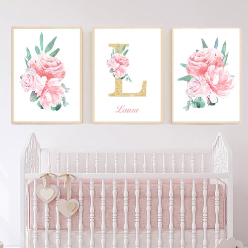 Personalized Name Wall Decor for Baby Girls Nursery Set of