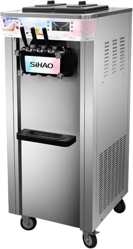 Speiseeisbereiter Stehende Kommerzielle Softeismaschine Eismaschine, 1400 W, 3-Geschmacksrichtungen, 2 x 6L Trichter, 2 x 1,5 L Zylinder, für Restaurantbars