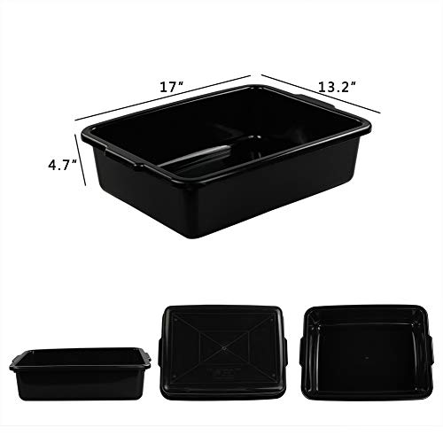 Qskely Commercial Plastic Bus Box/Tote Box, Black Bus Tub/Wash Basin Tub, Set Of 3 #TOP1