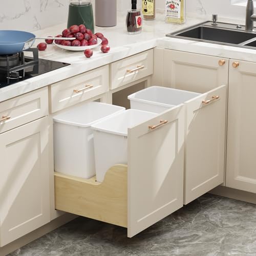 Image of ROOMTEC 35QT Kitchen Trash Can,Sturdy and Lightweight Slim Trash Can,1-Pack | 35QT Plastic Trash Can, Trash Cans for Kitchen, Workspace, Bathroom, Office, Easy to Clean ,Wide-open Top Design, White
