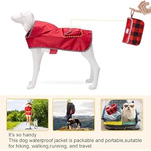 Dog Raincoat Waterproof Hooded Dog Rain Jackets Lightweight Packable Rainponch Outdoor Reflective Raincoat for small medium dog puppies,with Portable pouch-Red-M Dog Raincoat Waterproof Hooded Dog Rain Jackets Lightweight Packable Rainponch Outdoor Reflective Raincoat for small medium dog puppies,with Portable pouch-Red-M