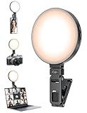 Ringlicht für Handy, 4 Zoll Selfie Licht mit 3 Farbtemperaturen 3000K-9000K, 5 Helligkeitsstufen, LED Videoleuchte für Videokonferenz, Streaming, Make-up