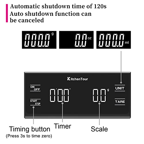K Kitchentour Kitchentour Coffee Scale With Timer - Digital Multifunction Weighing Scale With 3Kg/0.1G High Precision thumb #2