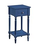 Convenience Concepts French Country Khloe 1 Drawer Accent End Table 14' - Traditional Farmhouse Side Table with Storage Drawer and Shelf for Living Room, Cobalt Blue