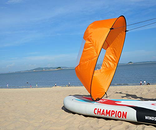 Diintor 42inch Wind Sail, Fold-able Downwind Sail for Kayaks, Canoes, Inflatable Boats, Paddle Board (Orange)