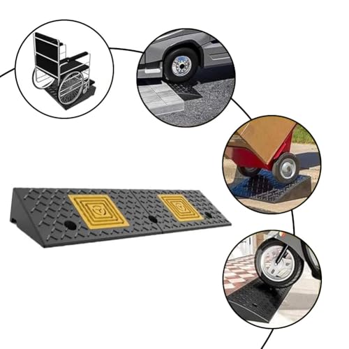 Rampas para bordillos de entrada de garaje, resistentes, de caucho-plástico, adecuadas para automóviles, sillas de ruedas y motocicletas (9 cm / 3,5 pulgadas) miniatura 6