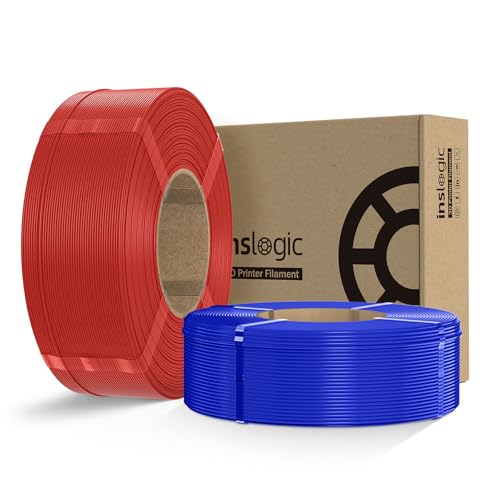 Inslogic Pre-Dried PLA Pro Filament Refill, Strong & Tough PLA Pro 3D Printer Filament Refill 1.75mm ±0.02mm, Compatible with Sunlu & Bambu Reusable Spool, 2kg Total, 2×1kg Refill (Red+Blue)
