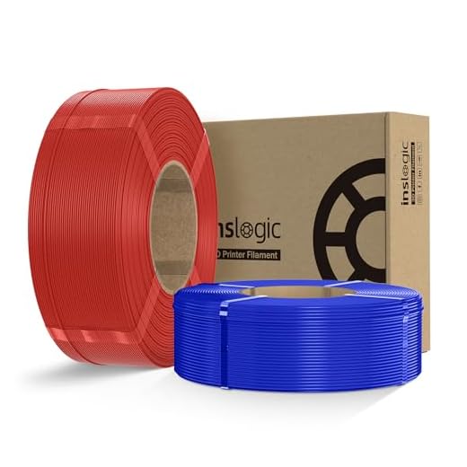 Inslogic Pre-Dried PLA Pro Filament Refill, Strong & Tough PLA Pro 3D Printer Filament Refill 1.75mm ±0.02mm, Compatible with Sunlu & Bambu Reusable Spool, 2kg Total, 2×1kg Refill (Red+Blue)