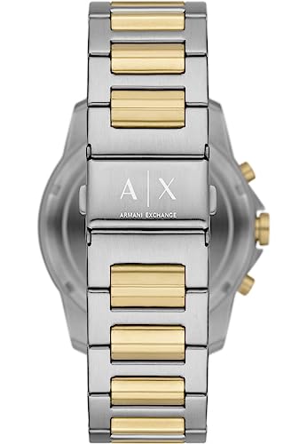 Armani Exchange Silver Tone Watch for Men, Quarz-Chronographenwerk und 44mm Gehäusegröße mit Edelstahlarmband, Set in Silber- und Goldton – Ansicht 3