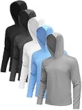 5 Pack Sun Hoodie Mens Long Sleeve UV Protection SPF Lightweight Quick Dry Athletic Fishing Outdoor Hiking Rash Guard