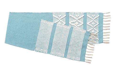 Image of Premium Boho Cotton Table Runner for 4 6 Seater Dining Table |Center Table |Coffee Table|Dining Table|Eating Area|Table Decor(14*72 INCHES)|Light Blue| SZPR 049