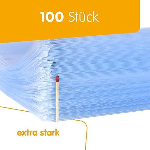 perfect line 100 Transparent A4 Segmented folders, Clear Punched Pockets Divided into 2 Segments (A5 lengthwise), colourless Sheets with Insertion on top Side
