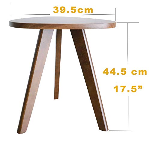 Purzest End Table, Pecan Wood Triangle Side Table Mid-Century Modern Accent Table For Nightstand Living Room Bedroom Balcony Small Table #TOP1