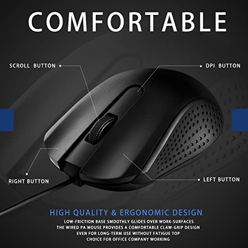 Bonuci 30 Pack USB Wired Mouse 3 Button Corded Computer Mice Bulk USB Mouse for PC Desktop, Laptop, Office, School, Classroom Use(Black) by Bonuci - Image 4