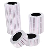 Cabilock Étiquettes de Prix Adhésives pour Imprimante 1 Rangée 5000 Pièces Rouleaux Autocollants Papier Blanc Ligne Rouge pour Supermarché Magasin Alimentaire