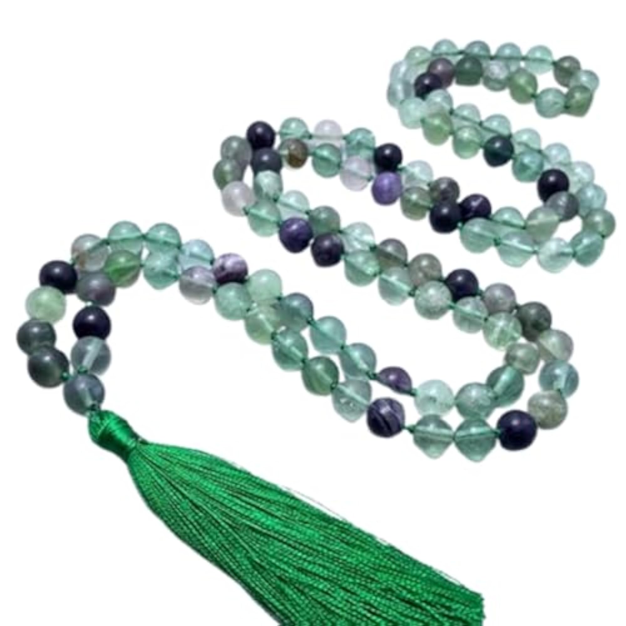 Natural Fluorite 6MM Round Beaded Handmade Prayer Mala Necklace