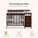 Dream On Me Jayden 4‑in‑1 Mini Convertible Baby Crib & Changer with Storage in Espresso, Pinewood, GreenGuard Gold & BSA, 1” Mattress Pad, 3 Mattress Heights, Converts to Mini Day & Twin-Size Bed