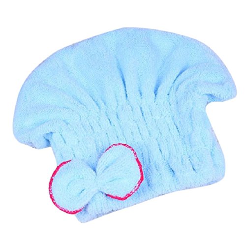 Susenstone Hair Turban Quickly Dry Hair Hat Wrapped Towel Bathing Cap (Blue)