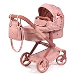 Bayer Baby Dolls Pram XEO - Convertible Doll Pushchair, Carrycot & Changing Bag - Stroller with Adjustable Handle Height for Girls, Tall Dolls Pram for 6+, 3-5 Year Olds - Floral Pink