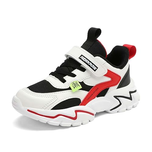 DZBAJRQM Boys Basketball Shoes Children Running Shoes Fashion Sneakers Girls Basketball Sneakers Lightweight Comfortable Sports Running Shoes Breathable Non-slip Tennis Shoes Black/Red