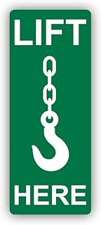 Lift Here Sticker Decal - Self Adhesive Vinyl - Weatherproof - Made in USA - notices warning industrial office safety sign label 2