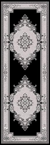Planet Rugs Glamour Design 206 3D Hand Carved Traditional Rug Oriental Floral 7'9''X10'8'' Grey Black #TOP3