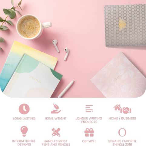 Eccolo Caderno grande pautado, capa dura, diário de escrita, 256 páginas brancas pautadas, marcador