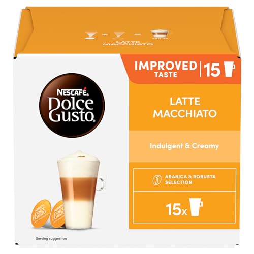 Image of NESCAFE Dolce Gusto Latte Macchiato Pods (15 Pods) By COUGAR | Indulgent & Creamy Layered Coffee Drink | Arabica & Robusta Coffee Selection | Compatible With Dolce Gusto Machines - (Imported-UK)