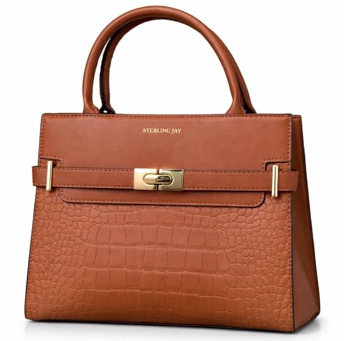 Women’s Croc-Embossed Satchel Handbag – Top Handle Purse