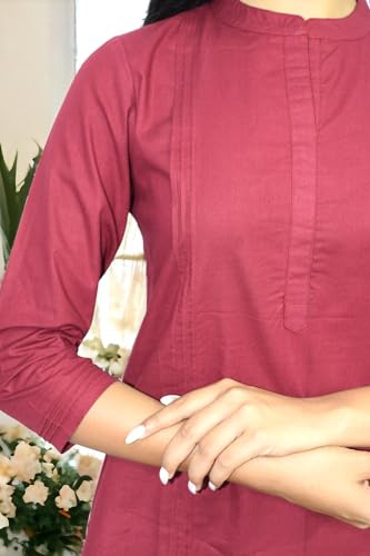 Image of JAIPUR HAND BLOCK Women's Pintuck Plain Short Cotton Kurti|Top STYLE-S91
