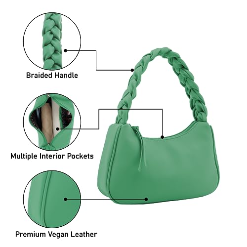 Image of Emperia Braided Top Handle Shoulder Bag For Women, Trendy Designer Small Hobo Tote Handbag