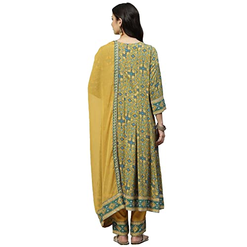 Image of BIBA Women Rayon Kalidar Printed Suit Set