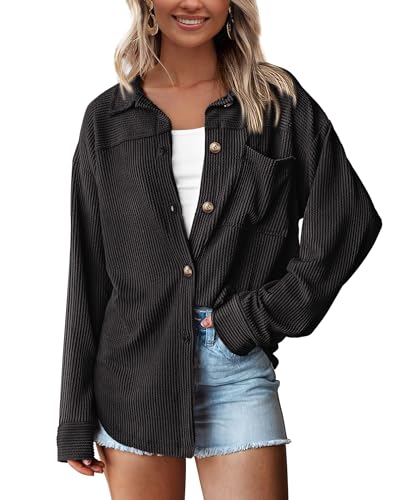 Image of PRETTYGARDEN Women's Textured Oversized Button Down Shirts
