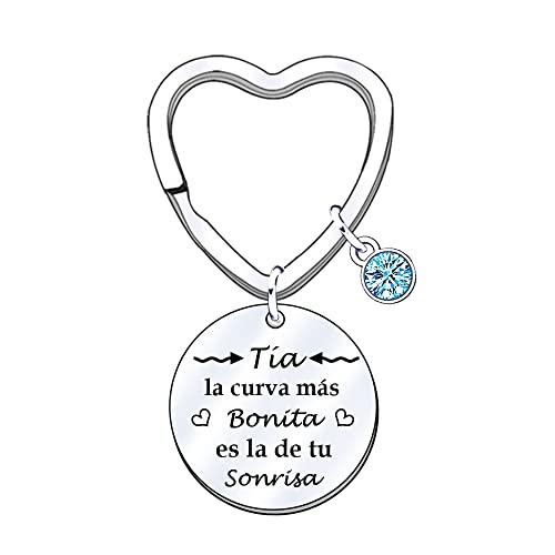 FGHJK Llavero regalo tía mujer regalos Navidad tía regalo tía cumpleaños Tía la curva más Bonita es la de tu Sonrisa Ideas regalo tía regalo aniversario llavero regalo mujer, plateado, L Cover